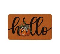 HQHYGM Artoid Mode Orange Hello Pumpkin Fall Doormat, Autumn Home Decor Low-Profile Switch Rug Door Mat Floor Mat for Indoor Outdoor 17x29 Inch