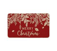 HQHYGM Artoid Mode Red Holly Mistletoe Merry Christmas Doormat, Xmas Winter Home Decor Low-Profile Switch Rug Door Mat Floor Mat for Indoor Outdoor 17x29 Inch