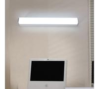 HQHYGM Bathroom Mirror Front Wall Lamp Interior Waterproof Wall Light Silver Long Acrylic Aluminium Wall Magnetic Wall Lamp Bathroom Bedroom Bedside Cabinet Vanity (80cm White Light)