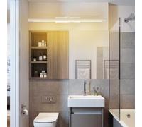 HQHYGM Bathroom Mirror Wall Light 240°+180° Rotatable Wall Lamp with Waterproof Wall Iron Acrylic Minimalist Long Decorative for Living Room Bedroom Kitchen (60cm White Warm Light)