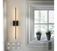 HQHYGM Battery Operated Wall Lights Indoor with Remote Control Wall Lamp USB Rechargeable Wall Dimmable 350° Rotation Black 72CM Living Room Bedroom Hallway (1 Pack Square Black)