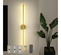 HQHYGM Battery Operated Wall Lights Indoor with Remote Control Wall Lamp USB Rechargeable Wall Dimmable 350° Rotation Black 72CM Living Room Bedroom Hallway (1 Pack Round Gold)