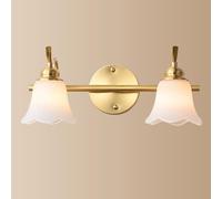 HQHYGM Brass Bathroom Vanity Light Flower Glass Wall Mirror Front Lamp Vanity Wall Fixture Wall Lamps Over Mirror for Washroom Dressing Table Lights