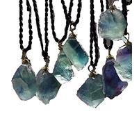 HQHYGM Charm Jewelry Send one Randomly Natural Blue Green Fluorite ore Stone Necklace Blue Crystal Long Pendant Clavicle Chain Sweater Chain Pendant