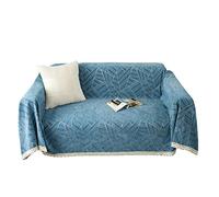 HQHYGM Chenille Throw Blanket, Soft Cozy King Size Lightweight Bedspread, Decorative Blankets for Couch Sofa Bed Chair (Blue,180x360cm(2.5kg))