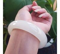 HQHYGM Chinese Bracelet, Jade Bangle, Fashion Natural Afghan White Jade Bangle Bracelet Widened Thick Jade Bracelet,64mm