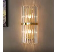 HQHYGM Clear Prismatic Crystal Wall Sconces Indoor Golden Metal Bedside Wall Lamps Luxury Bathroom Vanity Fixtures for Bedroom Living Room Dinning Room Hallway