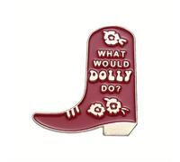 HQHYGM Creative Western Cowgirl Boots Brooch What Would Dolly Do Enamel lapel pins Clothes Backpack Accessories