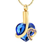 HQHYGM Cremation Jewelry Heart Blue Crystal Pendant Memorial Urn Necklaces for Ashes Stainless Steel Custom Keepsake-Purple