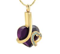 HQHYGM Cremation Jewelry Heart Purple Crystal Pendant Memorial Urn Necklaces for Ashes Stainless Steel Custom Keepsake