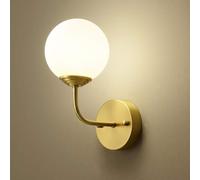 HQHYGM European Wall Light Classic Lamp Beautiful Brass Bracket with White Glass Globe Shade Indoor Chandelier