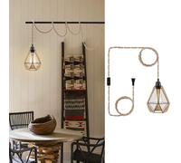 HQHYGM in Wall Sconces Rustic Antique Wall Lamp with Wall with Wooden Bracket Industrial Rope Cable Metal Cage for Kitchen Island Farmhouse Dining Bedroom Garage Hallway