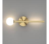 HQHYGM Inch 6W Indoor Globe Glass Brass Lamps for Bedroom Living Room Strip Wall Light Fixture with White Lampshade 3 Color Mode