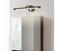 HQHYGM Mirror Front Wall Light with Motion Sensor Wall Lamp with 17-22cm Adjustable ArmWall 210° Rotation Wall Indoor Waterproof for Vanity Bathroom Living Room (Black-Neutral Light 73cm)