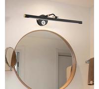 HQHYGM Mirror Front Wall Light with Motion Sensor Wall Lamp with 17-22cm Adjustable ArmWall 210° Rotation Wall Indoor Waterproof for Vanity Bathroom Living Room (Black-Warm Light 43cm)