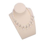 HQHYGM Necklace Jewelry 17.5inch 2 Rows Freshwater White Pearl Necklace Vioria Jewelry Jewelry Gift