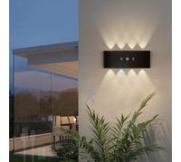 HQHYGM Outdoor Wall Light with Motion Sensor Wall Lamp Up Down IP65 Waterproof Wall USB Rechargeable Wall Touch Control 2700K/4500K/6500K for Balcony Garden Terrace (Black 8 Heads)
