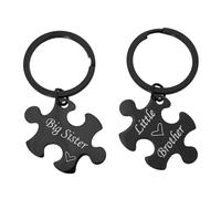 HQHYGM Sibling Puzzle Chain Stainless Steel Big Sister Matching Key Ring Birthday Metal Finish Family Connection Accessory