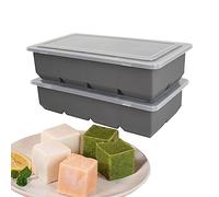 HQHYGM Silicone Ice Cube Tray with Lid- Pack of 2- Extra Large Ice Cube Mould - Easy Release Flexible BPA Free, Big Ice Cubes Perfect for Whiskey Spirits Cocktails Party Drinks, Food Freezer Trays