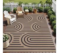 HQHYGM Tangsoo Modern Easy Jute Rug 5x7 Large Washable Area Rugs for Dining Room Table,Non-Slip Thin Indoor Outdoor Rug,Farmhouse Natural Rainbow Throw Mat for Living Room Backyard Patio Office Home