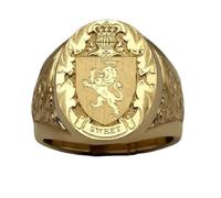 HQHYGM Trendy 14K Gold Lion Shield Badge Ring for Men, Crown Lion Shield Badge Ring Royal Seal Ring Animal Pattern Hip hop Ring Vintage Lion Badge Gold Ring for Birthday Cocktail