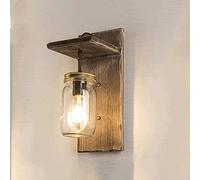 HQHYGM Vintage Nostalgia Wall Glass Decorative Fixture Wall Lamp Wooden Personality Wall Lights Lantern for Bedroom Bedside Dining/Living Room Corridor Balcony Aisle