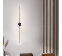 HQHYGM Wall Light Indoor Decorative Wall Lamp 350° Rotation Wall Long Strip Wall Black Aluminium for Bedroom Living Room Corridor (Neutral Light 110cm)