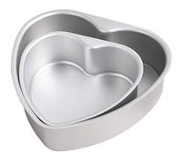 HQILRRA 2 Pcs Heart Shaped Cake Tins, Romantic Silver Heart Shape, Anodised Aluminium, Removable Base,Easy to Clean,Love Heart Cake Tins for Cakes, Cheesecakes & Loaves(5inch&6inch)