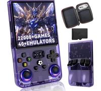 HQILRRA 2025 New Upgrade R36MAX Retro Handheld Game Console with 128GB Built-in 22000+ Classic Games,40+Emulators, Portable Video Gaming Console Linux System 4.0 Inch IPS Screen,Purple Translucent