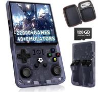 HQILRRA 2025 New Upgrade R36MAX Retro Handheld Game Console with 128GB Built-in 22000+ Classic Games,40+Emulators, Portable Video Gaming Console Linux,Grey Translucent