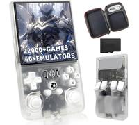 HQILRRA 2025 New Upgrade R36MAX Retro Handheld Game Console with 128GB Built-in 22000+ Classic Games,40+Emulators, Portable Video Gaming Console Linux,Silver Translucent