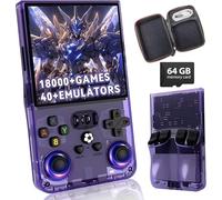 HQILRRA 2025 New Upgrade R36MAX Retro Handheld Game Console with 64GB Built-in 18000+ Classic Games,40+Emulators, Portable Video Gaming Console Linux,Purple Translucent