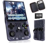 HQILRRA 2025 New Upgrade R36MAX Retro Handheld Game Console with 64GB Built-in 18000+ Classic Games,40+Emulators, Portable Video Gaming Console Linux System 4.0 Inch IPS Screen,Grey Translucent