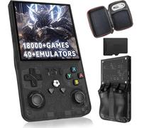 HQILRRA 2025 New Upgrade R36MAX Retro Handheld Game Console with 64GB Built-in 18000+ Classic Games,40+Emulators, Portable Video Gaming Console Linux,Black Translucent