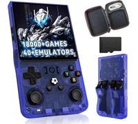 HQILRRA 2025 New Upgrade R36MAX Retro Handheld Game Console with 64GB Built-in 18000+ Classic Games,40+Emulators, Portable Video Gaming Console Linux,Blue Translucent