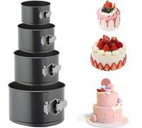 HQILRRA 4Pcs Springform Deep Cake Tin Set,Non-Stick Spring Form Cake Tin/Cheesecake Cake Tin/Springform Pan with Removable Bottom,Easy Release,Sizes 12/14/16/18 CM,Bakeware Wedding Birthday
