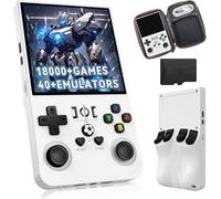 HQILRRA New Upgrade R36MAX Retro Handheld Game Console,Built-in 18000+ Games,40+ Emulator,4-Inch IPS Screen Portable Mini emulator handheld,Open Source Linux System (White-64G)