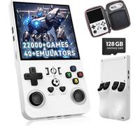 HQILRRA New Upgrade R36MAX Retro Handheld Game Console,Built-in 22000+ Games,40+ Emulator,4-Inch IPS Screen Portable Mini emulator handheld,Open Source Linux System (White-128G)