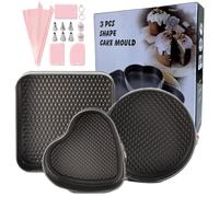 HQILRRA Non-Stick Springform Cake tin,20cm Cake tins, Square and Round Heart Cake tin, Removable Bottom, Leak Proof, Round Cake tins for Baking, 3 Sizes (20/22/24cm)