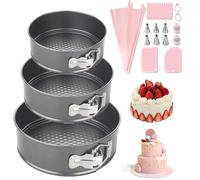 HQILRRA Non-Stick Springform Cake Tin, Round Cake pan, Removable Bottom, Leak Proof, Round Cake tins for Baking, Birthday Celebrations, Weddings，3 Sizes (20/22/24cm)