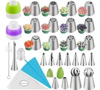 HQILRRA Set of 59 Russia Pastry Tips, Floral Frosting Tips, Frosting Dispenser, Nozzle Tube, Pastry Tips, Cupcake Pastry Accessories Set for Decorating Cakes, Cupcakes, Pastries (59 Suits)
