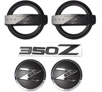 Hqiushuang 5PCS for Replacement Metal 350Z Badge Kits Car Body Front Rear Fender Black Emblems Badges Stickers 350Z Fairlady Z33 Emblems Badges (Matte Black)