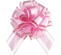 HQJAXJ 6pcs Pink bows for gift wrapping,6inch Glitter pull bows for gift baskets,Easter,gift baskets,birthday parties,baby shower,table decorations,Christmas and other gift and scene decorations