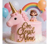 HQKJGSYX 1 PCS Acrylic On Cloud Nine Cake Topper,Happy 9th Birthday Cake Toppers, Golden 9 Years Old Party Decor,Boy and Girl 9st Birthday Anniversary Party Cake Decor Supplies