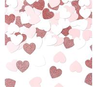 HQKJGSYX 100PCS Pink Confetti White Heart Confetti Engagement Wedding Baby Shower Bachelorette Valentines Birthday Party Table Decoration Glitter Paper Decor Lasting Surprise