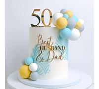 HQKJGSYX Best Husband Dad Cake Topper Happy Birthday Cake Toppers Acrylic Gold Father Birthday Party Decorations For Men Party and Father’s Day Party Decorations Supplies