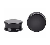 HQLA 1 Pair Natural Obsidian Stone Double Flared Flesh Tunnels Ear Plugs Gauges Stretcher Expander, 10MM, Stone