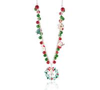 HQLA Christmas Snowman Snowflake Christmas Tree Drop Pendant Necklace Cute Festive for Women Jingle Bell Ribbon Bowknot Red Green Ball Ornament Xmas Gifts, M, Rhinestone Zinc, No Gemstone