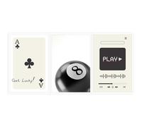 HQPCNGZ Set Of 3 Clover Ace Playing Card Magic Eight Ball Posters Preppy Casino Game Room Art Black And White Poker Billiards Pool Prints For Home Bedroom Dorm Bar Cart Wall Decor 8x10in Unframed