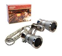 HQPR Opera Glasses 3x25 with Chord Platinum with Silver Edges
